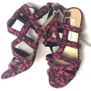 DIANE VON FURSTENBURG pumps lips kiss pink blk 6.5